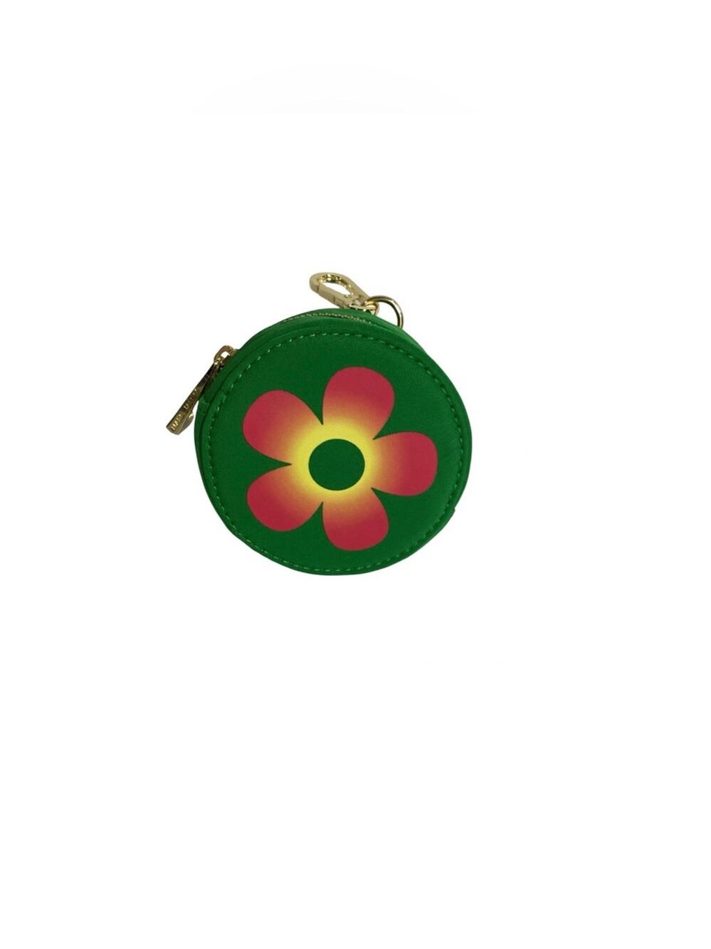Marc Jacobs Daisy Wild Green Floral Round Coin Purse Key Chain Bag Charm